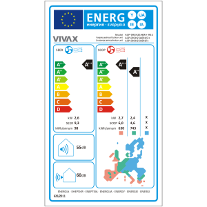Aer Conditionat Vivax ACP-09CH25AERI S R-Design R32 Wi-Fi Ready Inverter 9000 BTU Clasa A+++ Argintiu